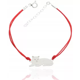  Vonós karkötő macskával, 925 EZÜST