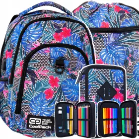    CoolPack többrekeszes iskolai hátizsák fekete, Kék árnyalatok, Rózsaszín árnyalatok 27 l