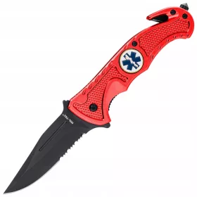   Kés, machete - Mil-Tec Rescue Red vészhelyzeti összecsukható kés