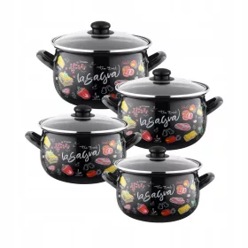   Edénykészletek - Emalia Pleszew Lasagne edény készlet, zománcozott, 8 db.