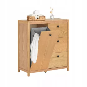    Sobuy fürdőszobai szekrény szennyeskosár 3 fiókkal, előszoba BZR97-N