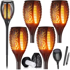   Földbe szúrható lámpa - 4x napelemes lámpa LED fáklya hatású TŰZLÁNG