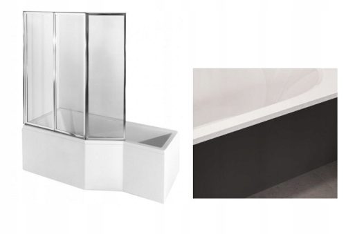 Kád a fürdőszobába - Integra 170x75 balra+fekete ház+Siphon+képernyő 3-