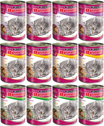 Konzerv macskáknak - Super Benek macskaeledeldarabok keverék ízek 12 x 415 g