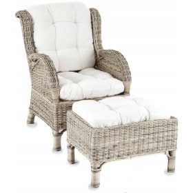 KERTI SZÉK - RATTÁN KONZUL SZÉK RÁTTÁN LÁBTARTÓVAL