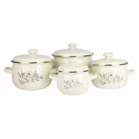   Edénykészletek - Edénykészlet Emalia Rybnik MAGNOLIA zománcozott 8 db.