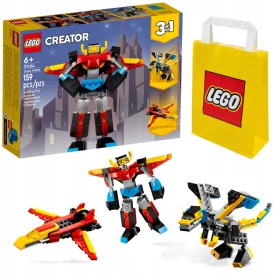    LEGO Creator 3 az 1-ben 31124 Super Robot + LEGO papírzacskó 6315786 sárga 24x8x18 cm