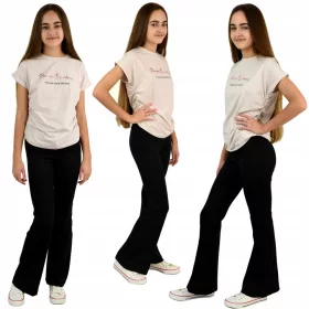   Lányok nadrágja - FEKETE harang alsó nadrág PANTS FLARE 152 CK40