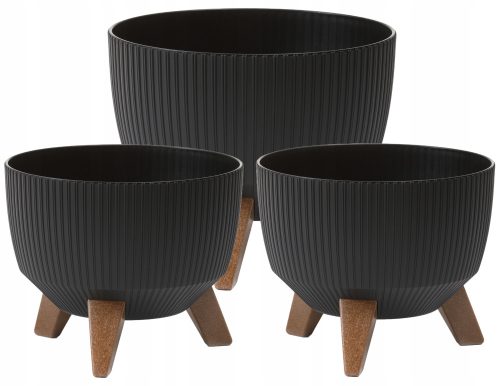  2× Lamela Roma Eco Jumper virágcserép fekete 24x15 cm + Lamela virágcserép 29 cm x 29 x 18 cm átmérője 29 cm műanyag fekete