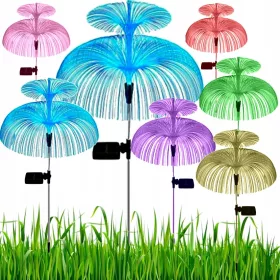   Földbe szúrható lámpa - 2dbs kerti napelemes lámpa medúza 80 cm LED lámpa
