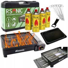   Gáz grillsütő . HORDOZHATÓ ÁLLÍTHATÓ GÁZGRILL 4 PALACOS fogantyú