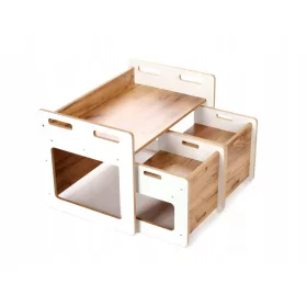   Gyermek asztal és székek - Táblázat 2 3in1 székkel, fehér és dumor TB-320