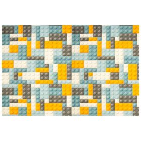   Gyermek szőnyeg - 300x400 cm kék narancssárga szőnyeg blokkokkal