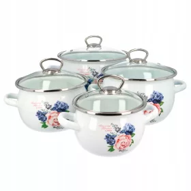   Edénykészletek - Emajlo Olkusz Pewonia edénykészlet, acél, 8 db.