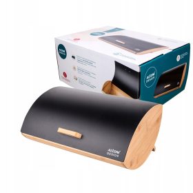   Kenyértartó doboz - Altom Design egyrészes táska, fekete, barna és bézs árnyalatú bambusz