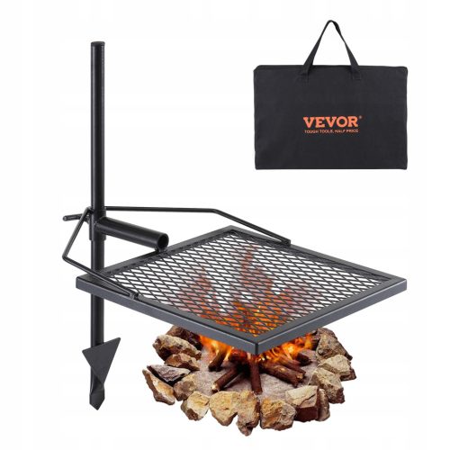  VEVOR SZÉN GRILL FORGÓ GRILL 40,5X40,5 cm HORDOZHATÓ SZILÁRD ANYAG