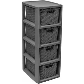  Fürdőszoba polc 4 fiókkal Rattan antracit BRANQ