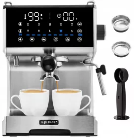    Yoer Barisso 1350 W portafilter eszpresszógép, ezüst/szürke