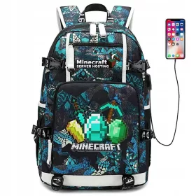  Hátizsák az iskolába - Vízálló hátizsák Minecraft ragyog a sötétben