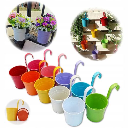  GIOVARA virágcserép 8 cm x 10 x 10 cm átmérő 10 cm tarka fém + matrica GYORS SZÁLLÍTÁS JACHSHOP