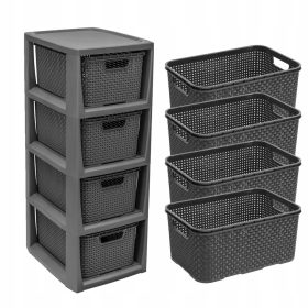   Könyvespolc a gyerekszobába - POLCOS ÖLTÖZTETT POLC 4 KOSÁRAL RATTAN BRANQ 1726