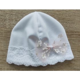   Keresztelő sapka - Kello - egy fehér szett 68 cm -es keresztelő kabáttal