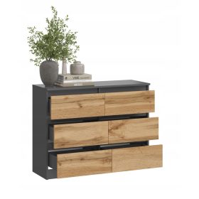   Fiókos szekrény gyerekszobába - COCO 6-OS FIÓKOS KOMMA, SZEKRÉNY, GRAFIT - WOTAN TÖLGY