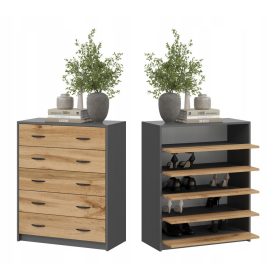 Cipőszekrény, fiókos mellkas 5k antracit tölgy wotan