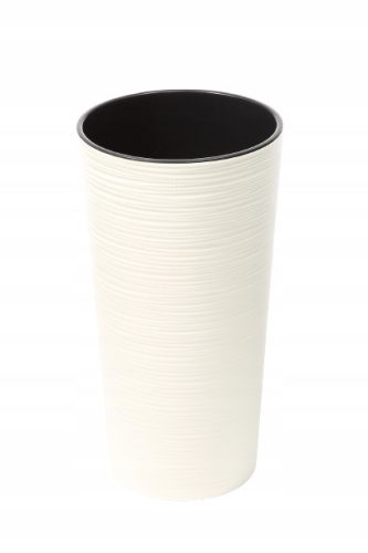  Virágcserép Lamela Lilia Dłuto betéttel, 25x25x46 cm, krém