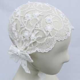   Keresztelő sapka - Keresztelő kalap gyöngyök biel sapkával