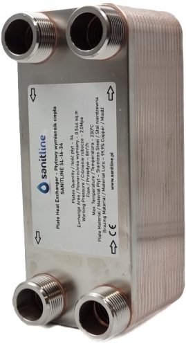  SANITLINE 34 LEMEZES HŐCSERÉLŐ TELJESÍTMÉNY 45 kW 4x 1" CAL