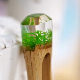   Gyermek hajcsat - Fából készült hajcsap, stabilizált moha