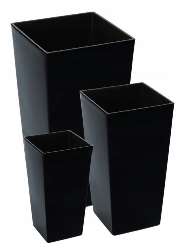  Lamela virágcserép 25 cm x 25 x 46,5 cm átmérő 25 cm műanyag fekete + 2 egyéb termék