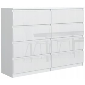   Fiókos szekrény gyerekszobába - Nagy szekrény 8 fiók 120 cm -es fehér hálószobás szekrény