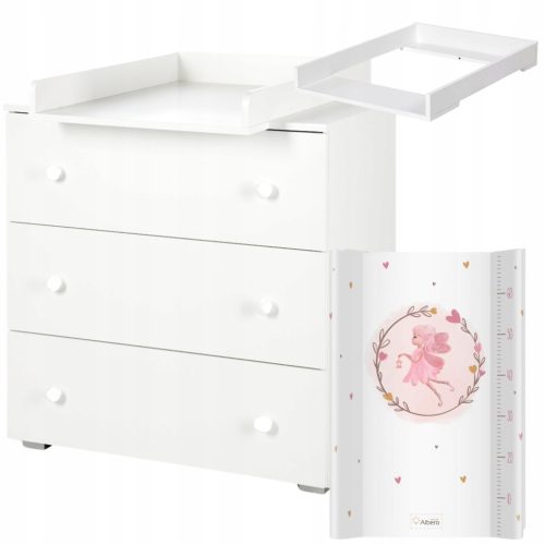 Komód pelenkázóasztallal + pelenkázó alátét PAULA WHITE KLUPŚ