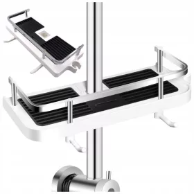   Zuhanyzó polc egy rúdhoz anélkül, hogy lógó szervezőben fúrnánk