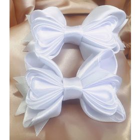 Gyermek hajcsat - fehér szatén masni, 2 db KruEll