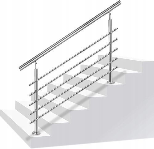 Rozsdamentes acél korlát 5 keresztrúddal, 160 cm