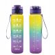 Shaker, edzőtermi palack - Üveg víz, 32z 1000 ml időjelző, BPA -mentes