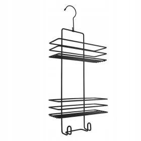   FEKETE AKGASZTÓ POLC ZUHANYHATÓHOZ, TÖMÖR, LAKÁSOS, ÉRDEKES, DRÓT