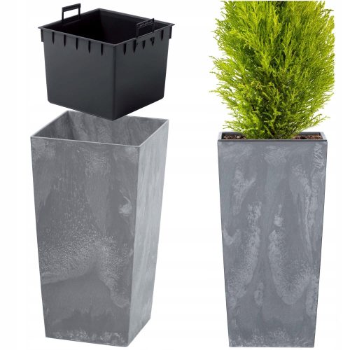  Prosperplast virágcserép 19,5 cm x 19,5 x 37,5 cm átmérőjű 32,5 cm műanyag szürke és ezüst árnyalatok