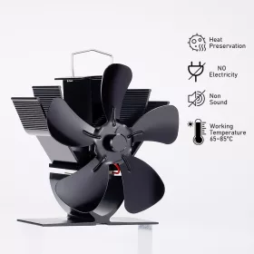  Kandalló szerszámok - 5 Blade kandalló ventilátor hőhatású mini kályha ventilátor