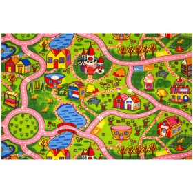   Gyermek szőnyeg - 200x250 cm -es szőnyeg lányoknak rózsaszín városnak