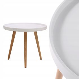    Dohányzóasztal kerek dohányzóasztal 50 x 50 x 44 cm fehér