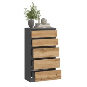 Coco 5 fiókok fiókos grafit szekrény, wotan tölgy