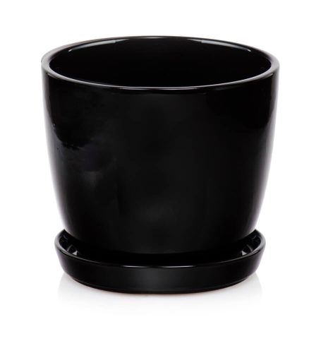 Virágcserepek - Polnix virágcserép 24 cm x 24 x 20 cm átmérőjű 24 cm kerámia fekete