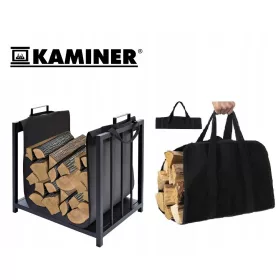   Kandalló kosár - Kandalló fa kosár + táska állvány tartály