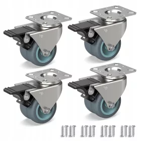   Rotációs szállítási kerekek egy 4x 50 mm -es fékkocsiból 400 kg -os fékkel
