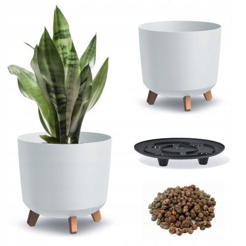 Virágcserepek - Prosperplast Gracia Tubus virágcserép, műanyag, 29,8 x 28,5 cm, antracit + duzzasztott agyag 1l