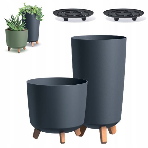  Prosperplast virágcserép 29,8 cm x 29,8 x 36,5 cm átmérő 29,8 cm műanyag szürke és ezüst árnyalatok + Prosperplast Gracia Tubus Slim virágcserép 23,9 x 44,5 cm antracit